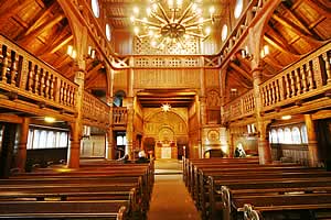 Kirchenschiff der Stabkirche in Hahnenklee